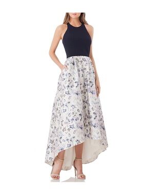 JS COLLECTIONS JACQUARD HI-LOW
FLORAL  WaterColor PRINT GOWN Sz 4